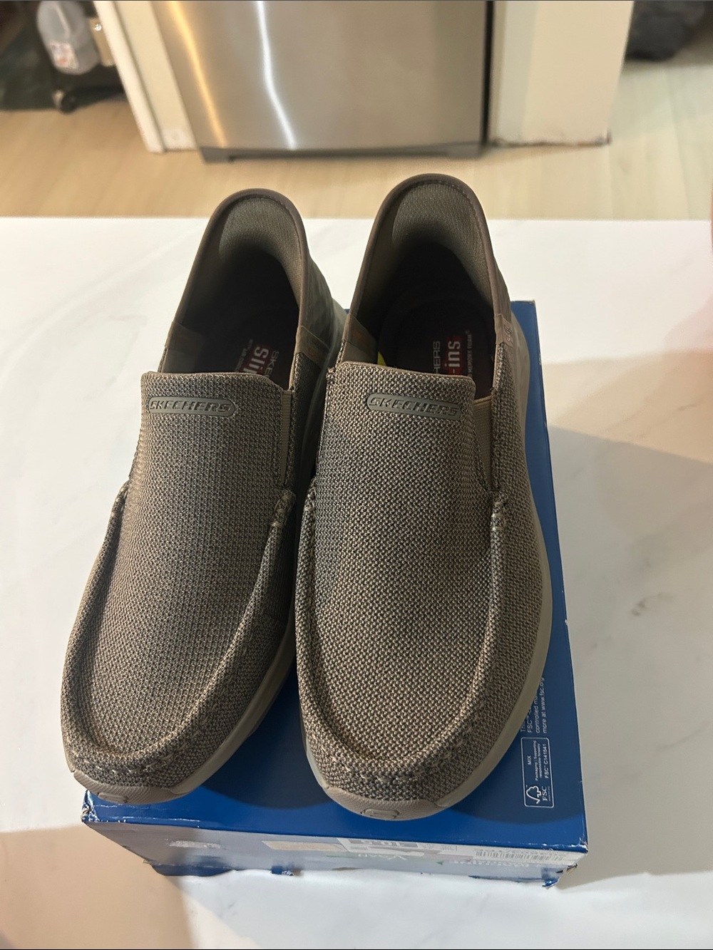 Skechers Men’s Khaki Slip-On Canvas Loafers